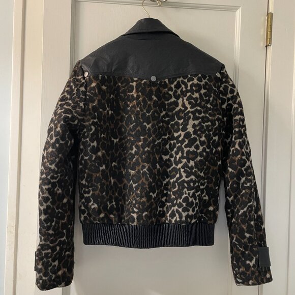Guess Moto Jacket Faux Leather Cheetah Print Size Medium - Picture 3 of 11